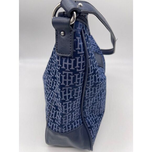 Tommy Hilfiger Blue Leather Fabric Monogram Handbag - Picture 3 of 9